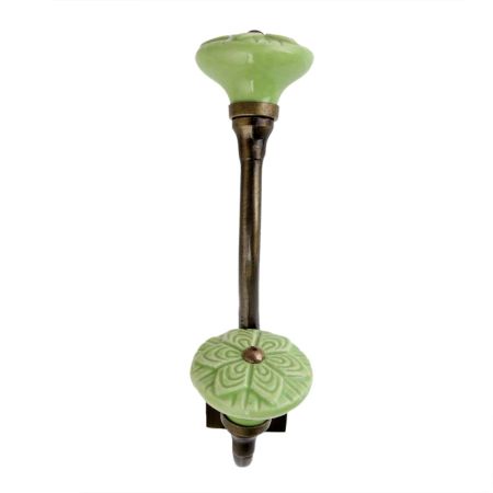 Green Wheel Flower Ceramic Antique Iron Hook